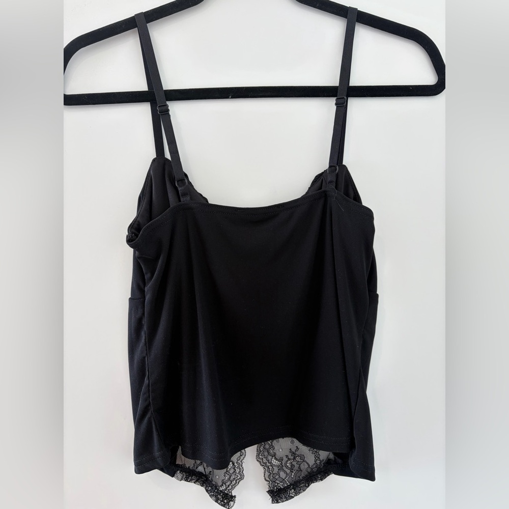 Lulus Sultry Pick Mesh Sheer Lace Bow Cami Top - Picture 6 of 9